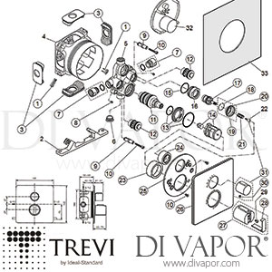 Trevi Easybox Slim Thermostatic Shower Valve A5878 A5959 Spare Parts - IDL DV 399